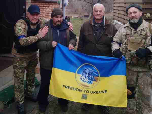 Members of Nataliia Kniffin's family pose for a photo in Ukraine