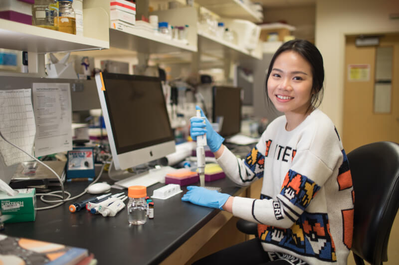 student in chemistry lab