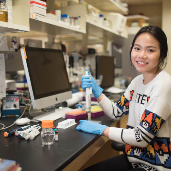 student in chemistry lab