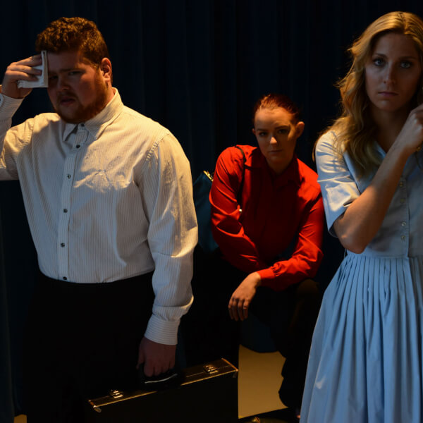 (From left to right) Jacob Miller as Cradeau, Emily Cobb as Inez and Rachel Renaud as Estelle.