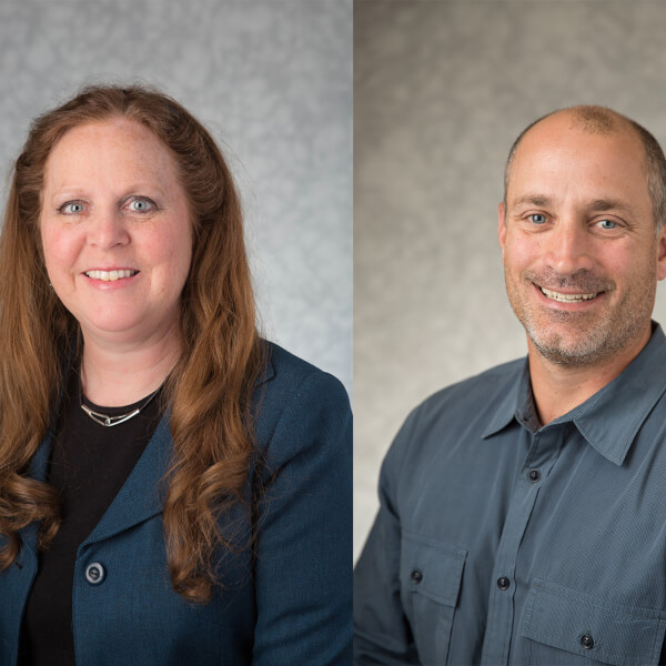 two headshots: Suzeanne Benet and Brian Hatzel