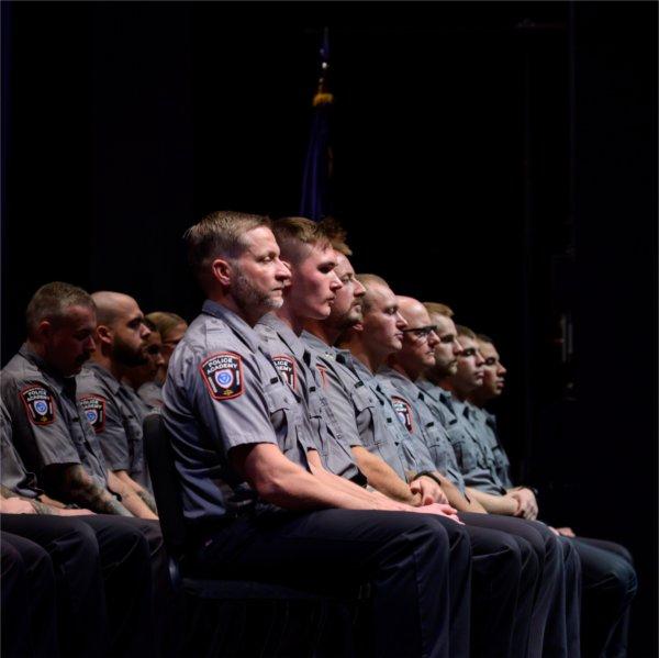 GVSU Police Academy Graduates on stage