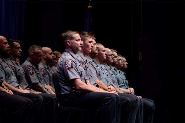 GVSU Police Academy Recruits on stage