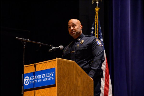 GRPD Police Chief Joseph Trigg gives the keynote address