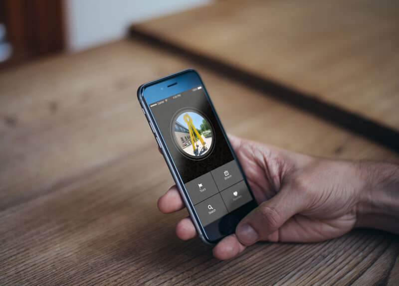 Photo of a person using the Art at GVSU app on a mobile device