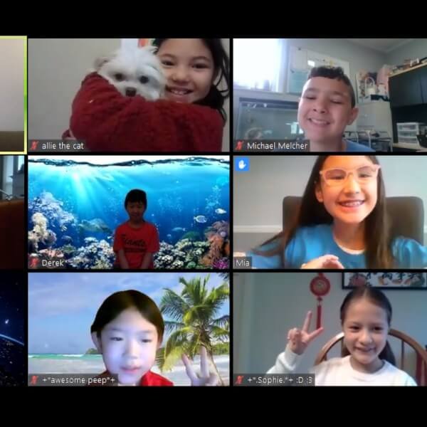 ESL student teacher Anna Montgomery provides online instruction for her young students.