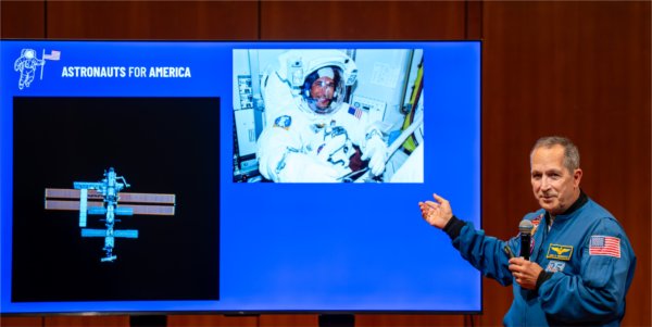 Retired U.S. Navy Commander and former NASA astronaut John Herrington speaks about the importance of democracy as part of Astronauts for America at the Cook-Dewitt Center on the Valley Campus on September 15.