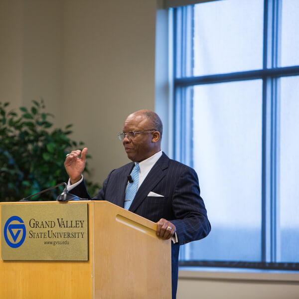 man giving presentation