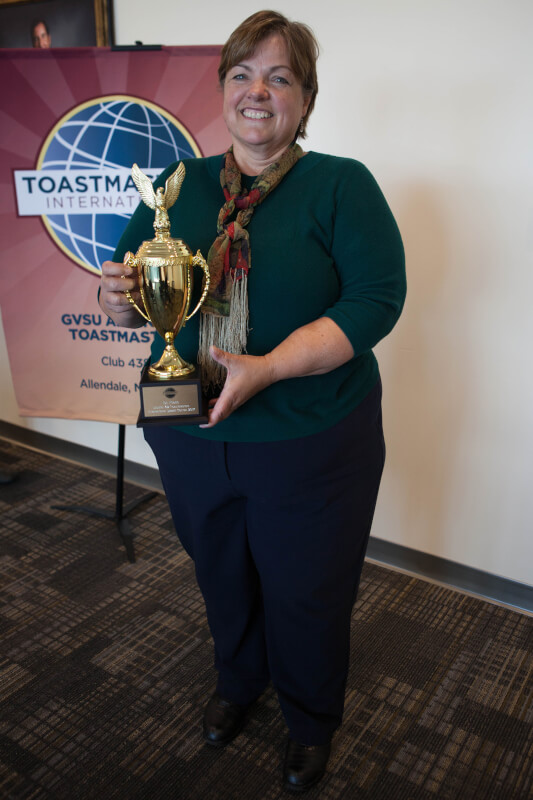 woman with trophy