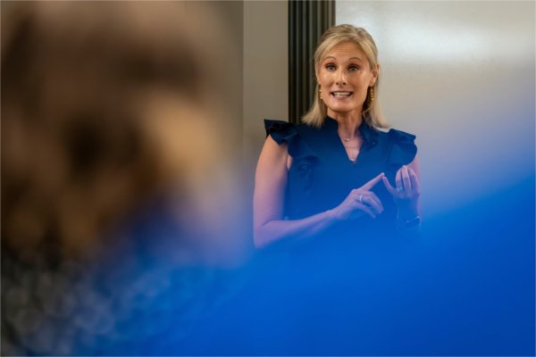 Senior Affiliate Faculty member Meagan Luttenton-Knoll gives the keynote presentation during the GV Technology Summit at DeVos Center for Interprofessional Health on October 2.