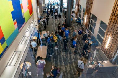 A crowd takes part in the poster sessions during the GV Technology Summit at DeVos Center for Interprofessional Health on October 2.