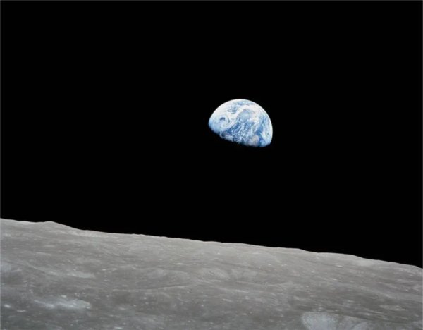 The Earth is scene from the moon in the famous "Earthrise" photo.