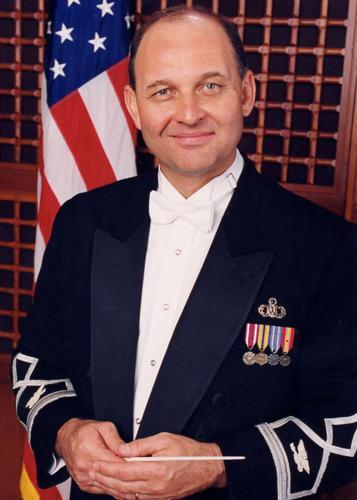 Guest conductor Colonel Lowell E. Graham, retired, former director of the USAF Band. 