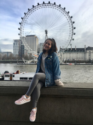 woman in front of London Eye