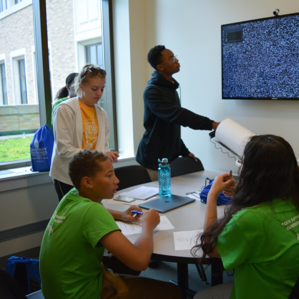 Students discuss ideas at the 2017 TESA camp.