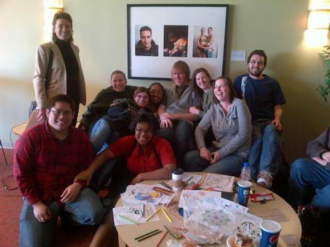 Wong, left, visited the Kirkhof Center on March 27 where met a group of students who were excited to meet her. 