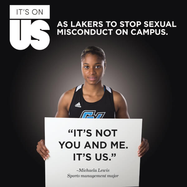 woman holding poster