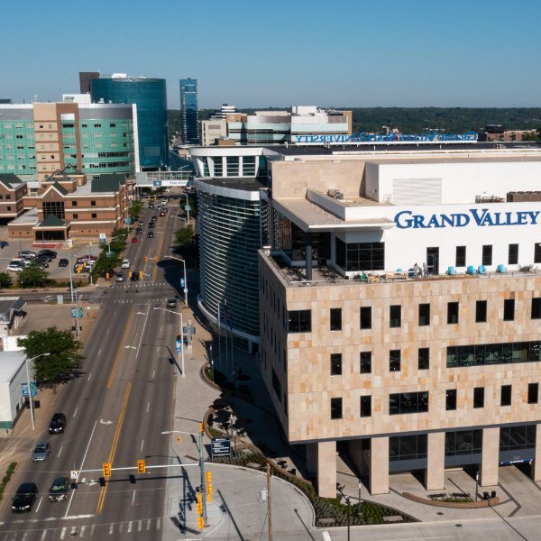 Aerial view of the Medical Mile in downtown Grand Rapids.