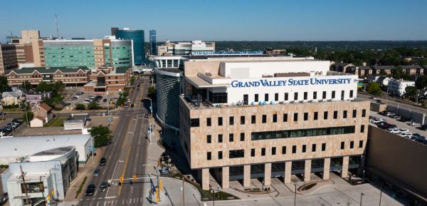 Aerial view of the Medical Mile in downtown Grand Rapids.
