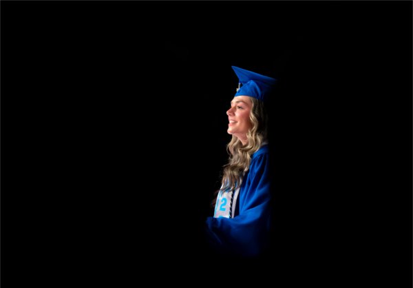 Student speaker Dallas Matthews addresses the audience during Commencement at Van Andel Arena on May 1.