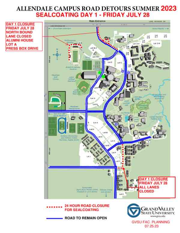 Map showing road Friday, July 28 closures