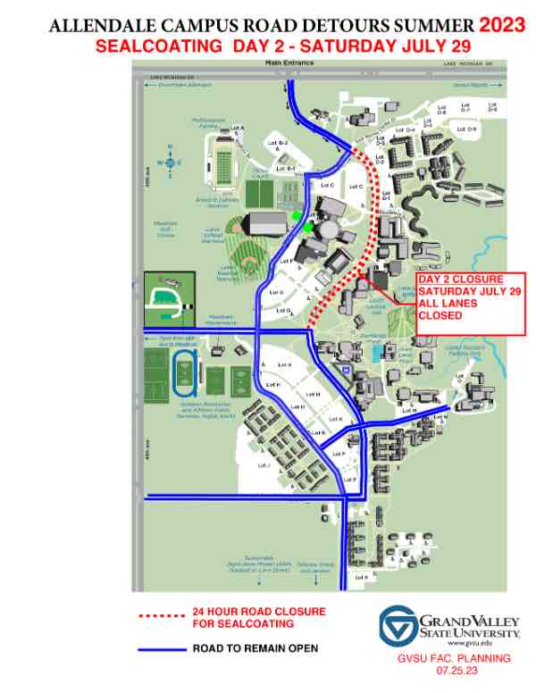 Map showing road Saturday, July 29 road closures