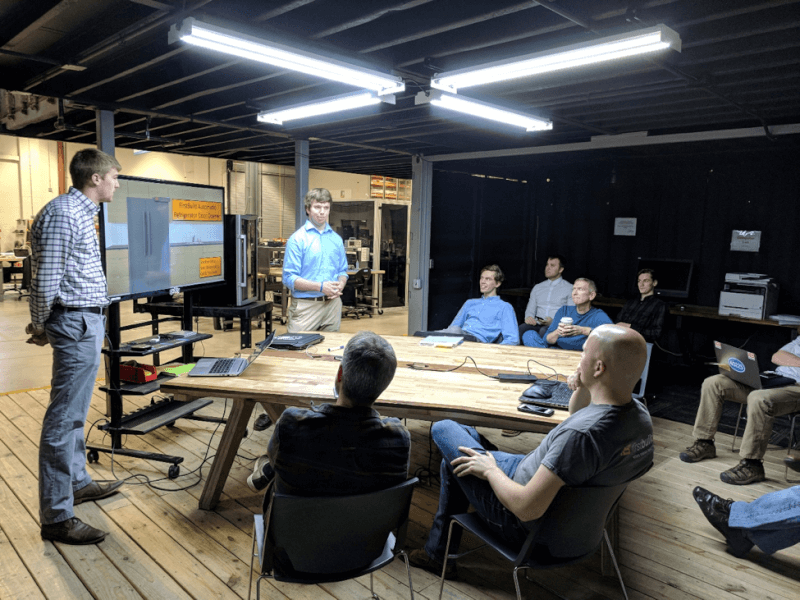 A photo of students presenting. 