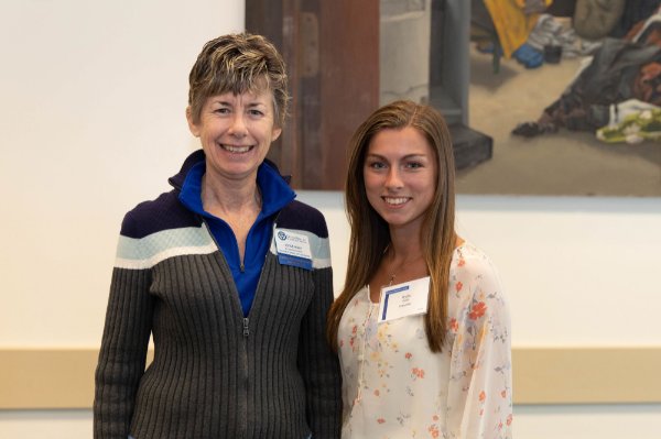 At left is Jodee Hunt, professor of biology, with an SSD participant from 2019.