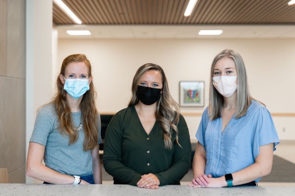 Three nursing students who are helping analyze wayfinding data.
