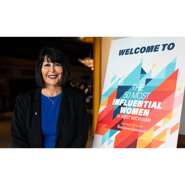 President Philomena V. Mantella poses for a photo at the 50 Most Influential Women event in Grand Rapids.