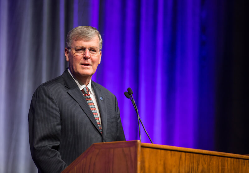 President Thomas Haas at podium