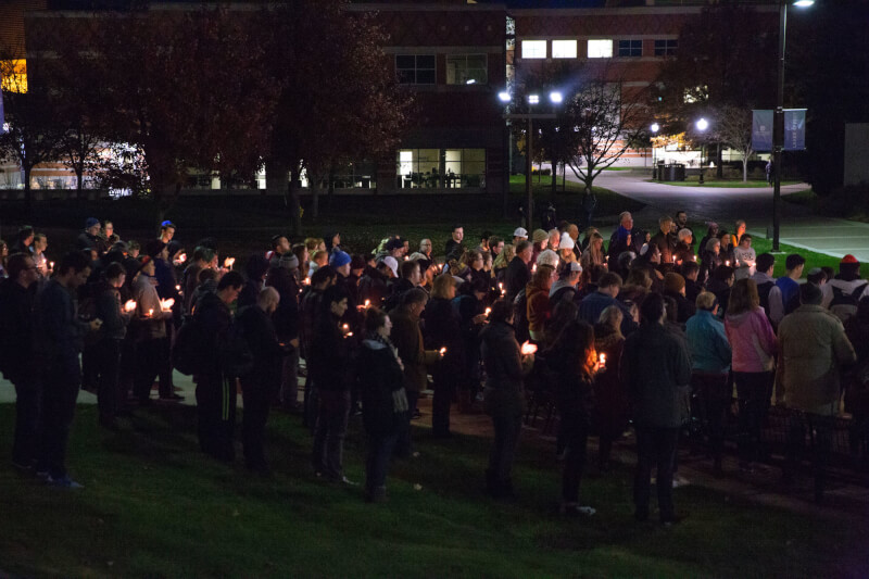 Candlelight vigil on the Allendale Campus.