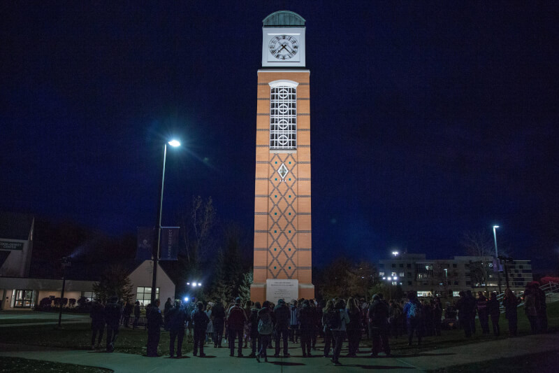 Candlelight vigil on the Allendale Campus.