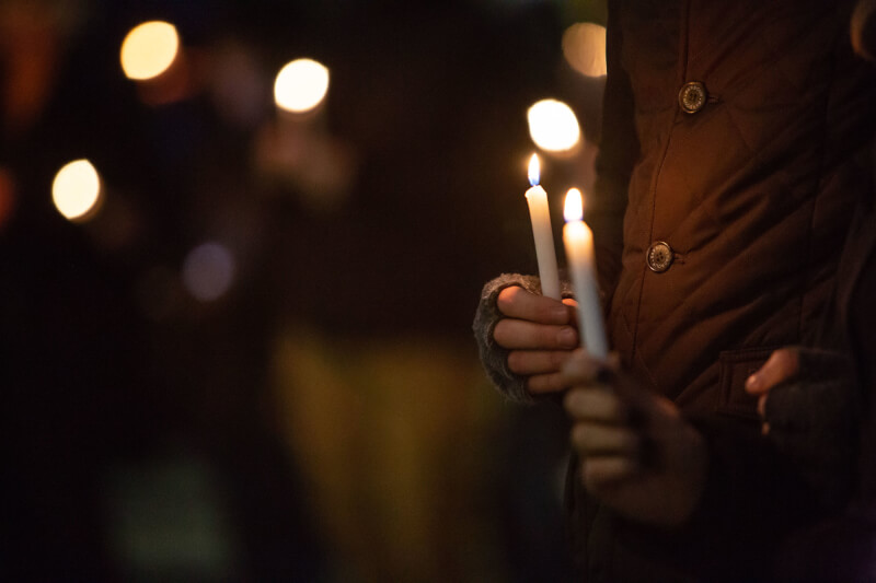 Candlelight vigil on the Allendale Campus.