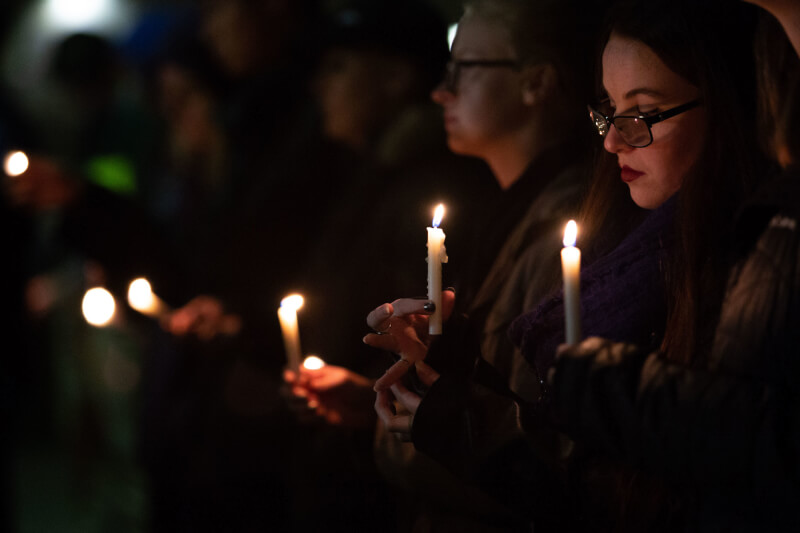 Candlelight vigil on the Allendale Campus.