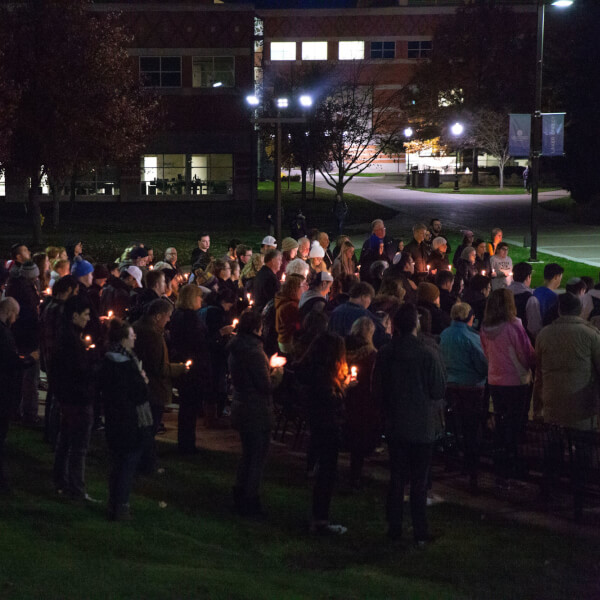 Candlelight vigil on the Allendale Campus.