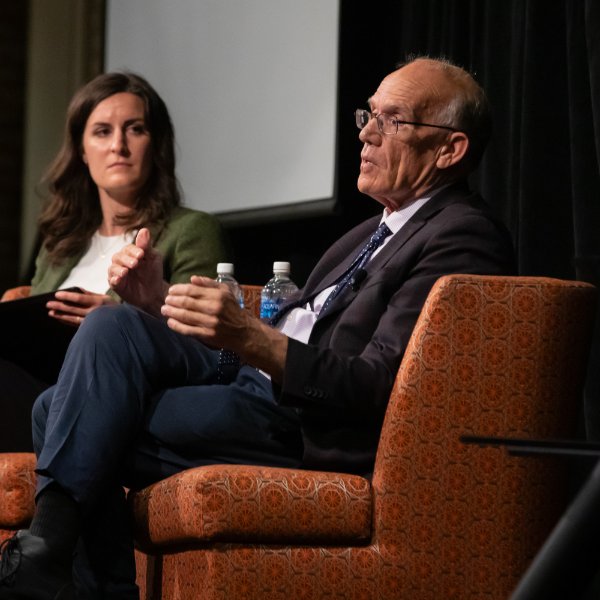 Author and historian Victor Davis Hanson answers a question during Hauenstein Center event.