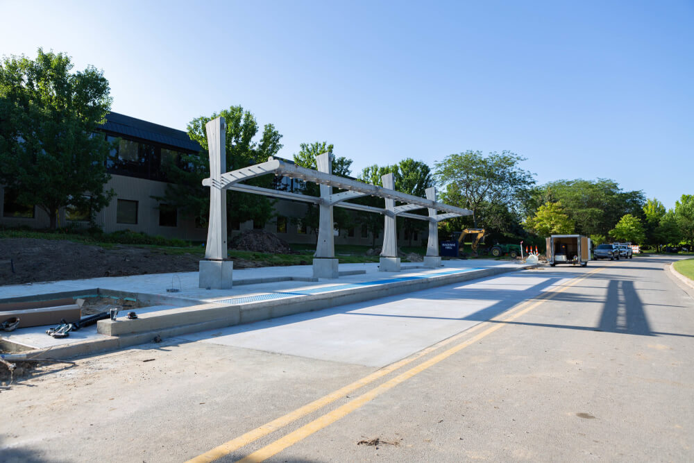 A photo of the new bus stop on the Allendale Campus.