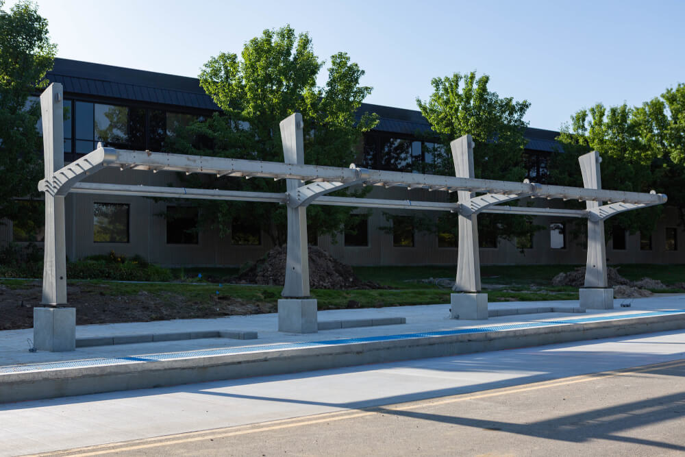 A photo of the new bus stop on the Allendale Campus.
