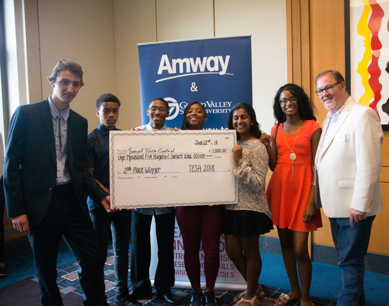 The second-place group won $1,500 for their idea for a Smart Teen Center in Grand Rapids that would offer technology-based activities and a place where teenagers could connect.