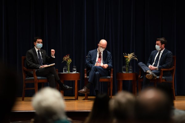 Panelists debating during Hauenstein Center event