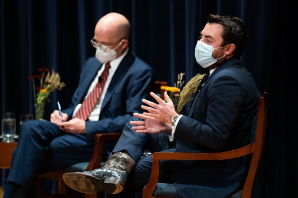 Panelist debating during Hauenstein Center event