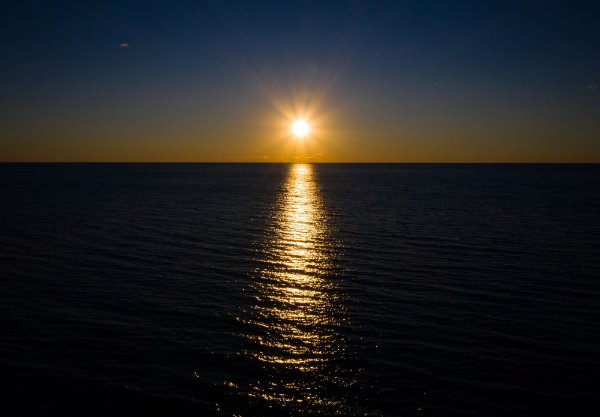 A sunset over Lake Michigan