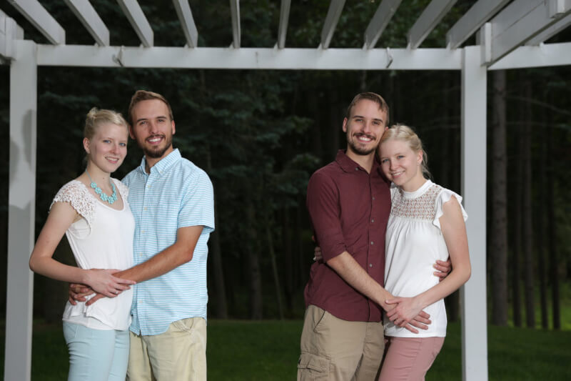 	From left, Krissie Bevier, Zack Lewan, Nick Lewan and Kassie Bevier. Identical twins Krissie and Kassie Bevier are marrying identical twins, Zack and Nick Lewan. 
