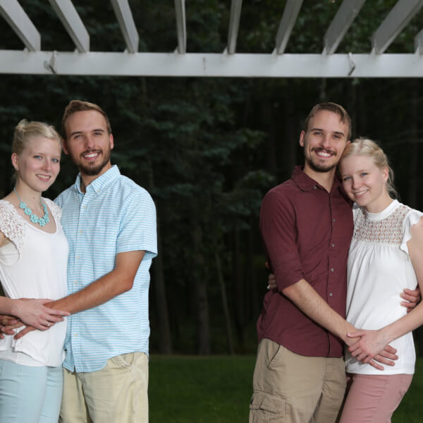 	From left, Krissie Bevier, Zack Lewan, Nick Lewan and Kassie Bevier. Identical twins Krissie and Kassie Bevier are marrying identical twins, Zack and Nick Lewan. 
