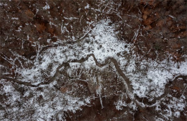The ravines from above during the winter.