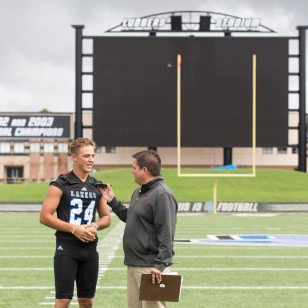Matt Williams is interviewed during media day at Lubbers Stadium.