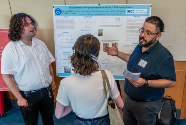 Marcos Conde, right, and Dylan Serie's research focused on the purification and recycling of rare metals.