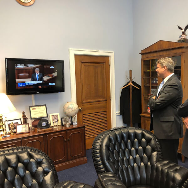 U.S. Rep. Bill Huizenga, R-Mich., recognized President Thomas J. Haas for his 13 years of service at Grand Valley in a speech on the floor of the U.S. House June 20.