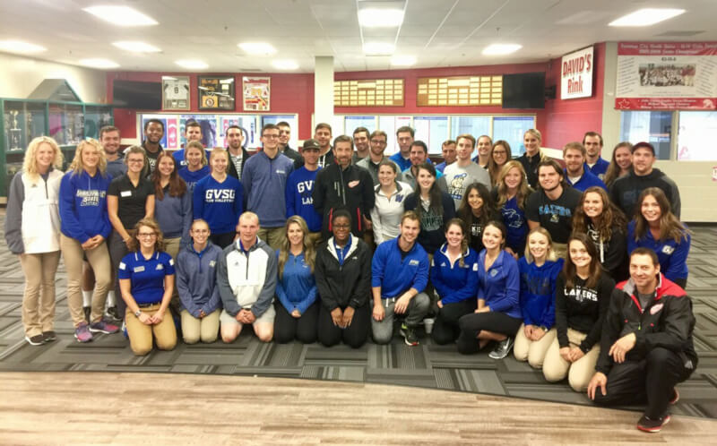 Forty-four athletic training and exercise science students facilitated testing during the Red Wings' preseason camp. Photo by Dan Mannes